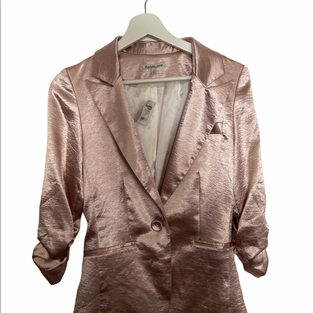 Charlotte Russe Pink Blush Shiny Blazer, Size M